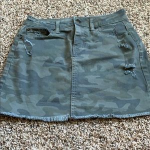 Camo Jean mini skirt
